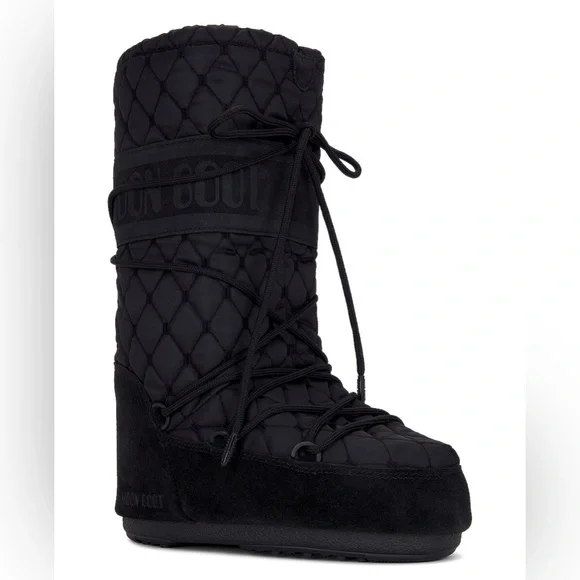 Moon Boot icon Black Quilted Boots 39/41 8-9.5 - Picture 5 of 12